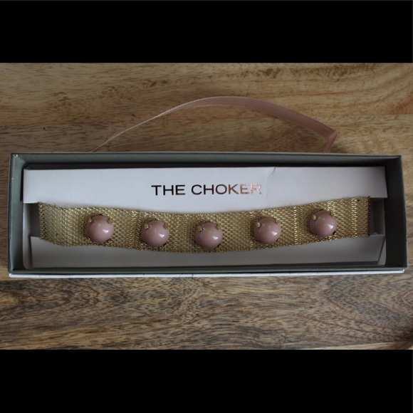 The Choker | gold chain with mauve jewels choker - Picture 1 of 3